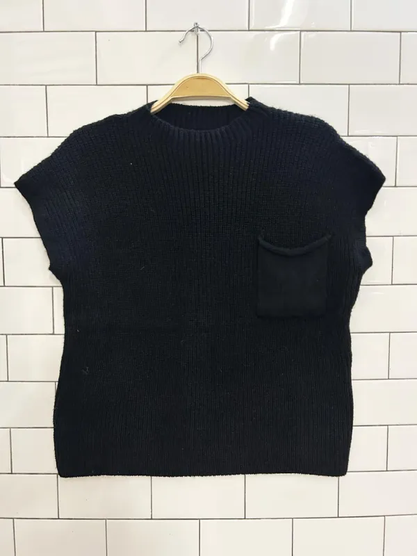 oversized boxy single pocket knit vest sold by Good Market Thrift Store