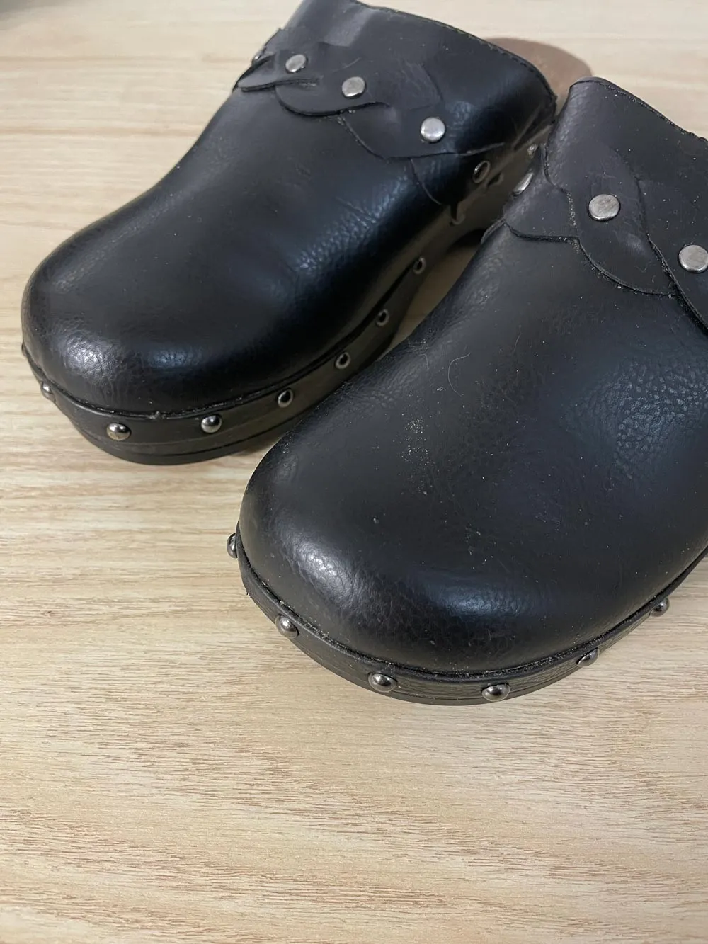 natural soul faux leather studded clog sold by Good Market Thrift Store product image thumbnail 2