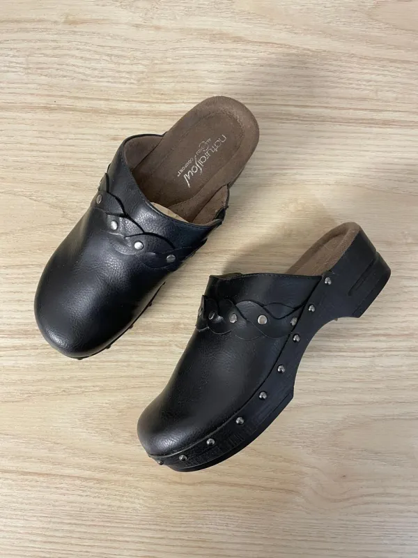 natural soul faux leather studded clog sold by Good Market Thrift Store