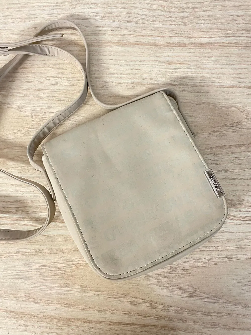 y2k guess logo flap nylon crossbody bag sold by Good Market Thrift Store