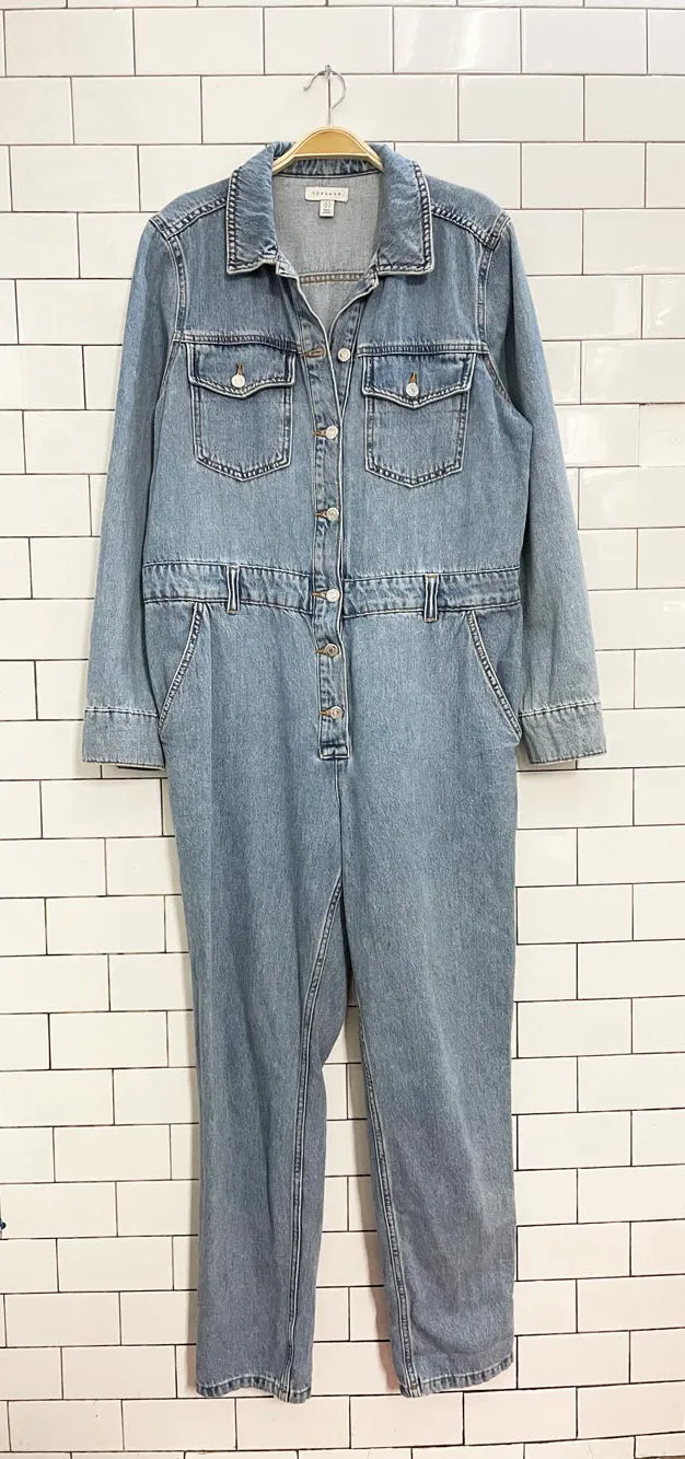 topshop denim boilersuit jumpsuit sold by Good Market Thrift Store product image thumbnail 3
