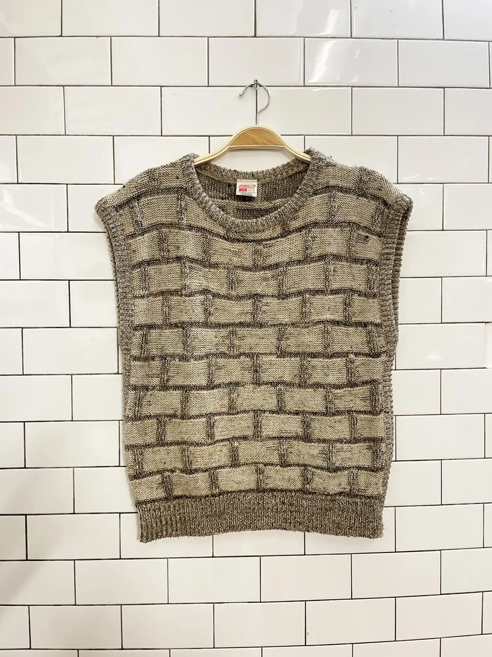 vintage st michael basketweave knit vest sold by Good Market Thrift Store