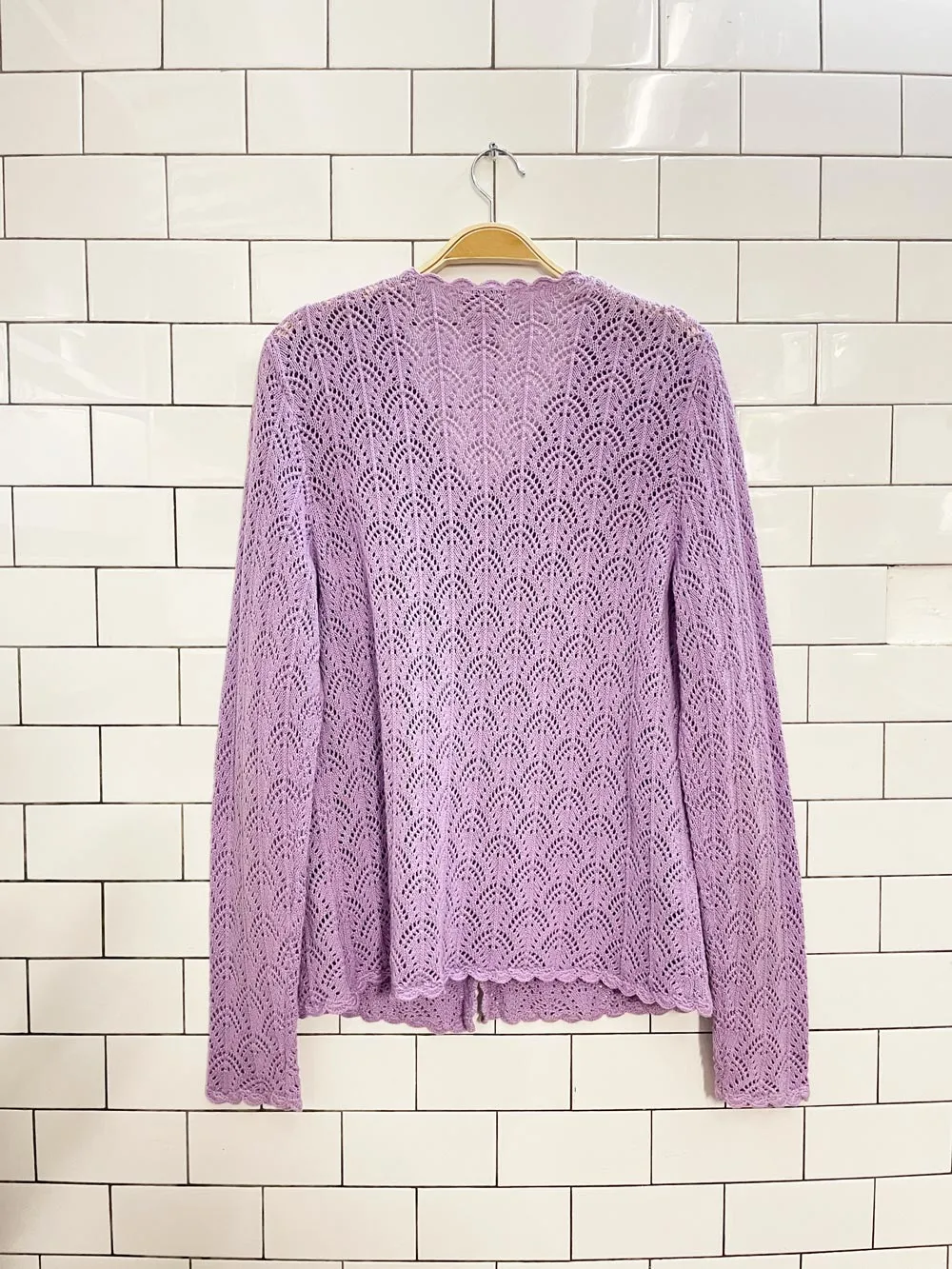 vintage 00s NR crochet knit cardigan top sold by Good Market Thrift Store product image thumbnail 3