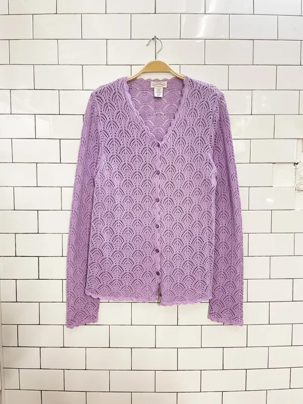 vintage 00s NR crochet knit cardigan top sold by Good Market Thrift Store