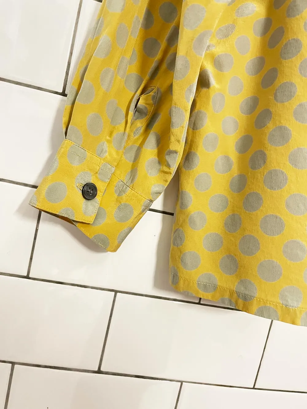 vintage 90s alfred sung polka dot silk blouse sold by Good Market Thrift Store product image thumbnail 3