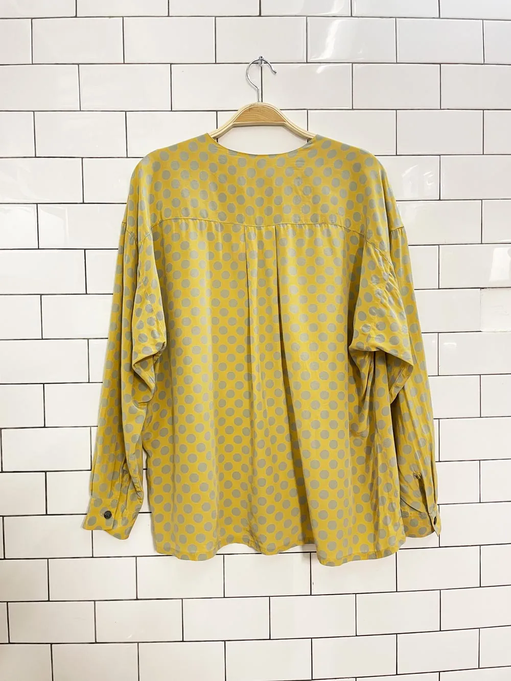 vintage 90s alfred sung polka dot silk blouse sold by Good Market Thrift Store product image thumbnail 4