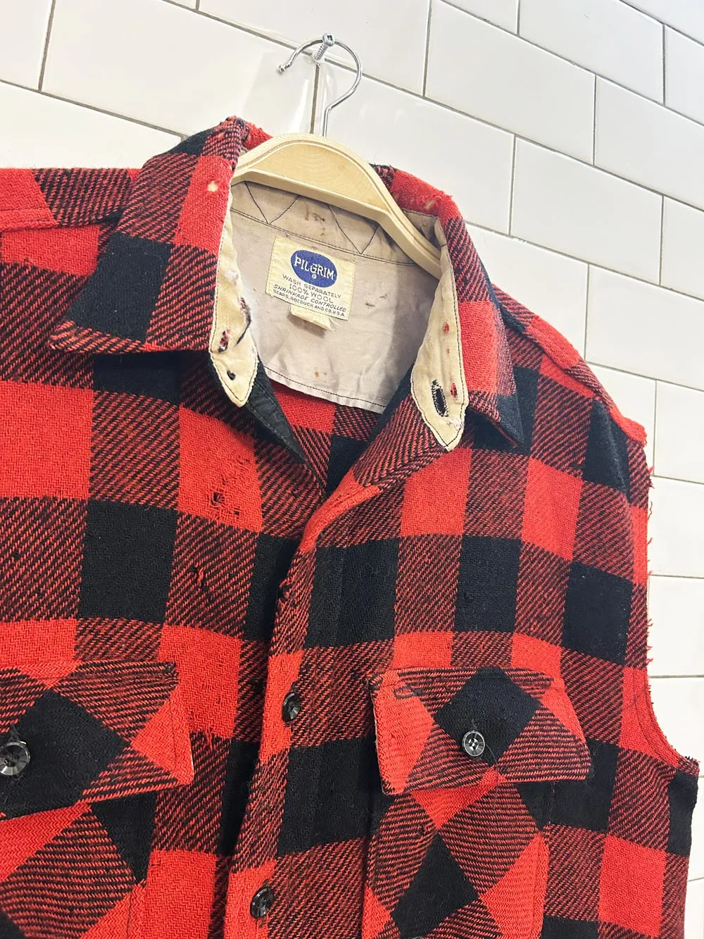 vintage 70s pilgrim sears wool plaid vest sold by Good Market Thrift Store product image thumbnail 2
