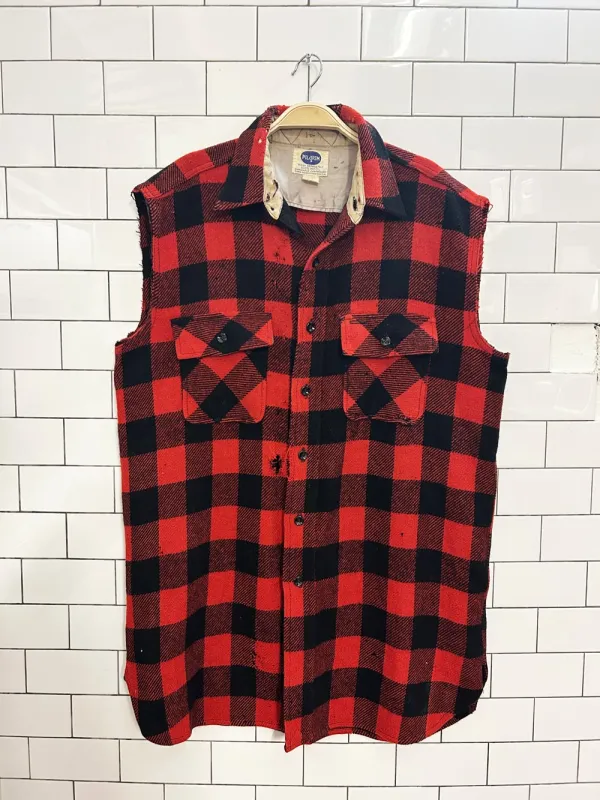vintage 70s pilgrim sears wool plaid vest sold by Good Market Thrift Store