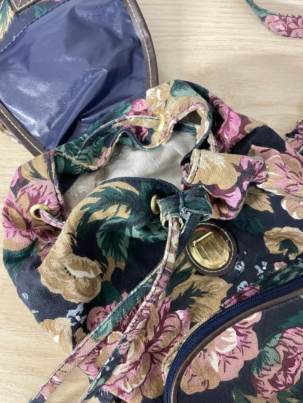 vintage 90s floral canvas mini backpack sold by Good Market Thrift Store product image thumbnail 3