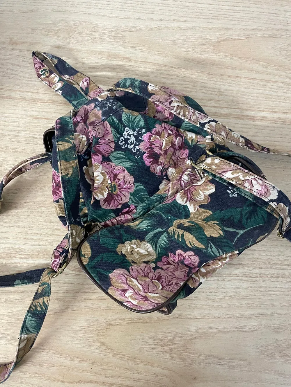 vintage 90s floral canvas mini backpack sold by Good Market Thrift Store product image thumbnail 2