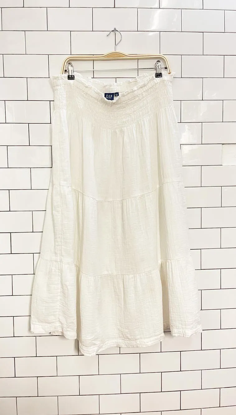 gap gauze cotton prairie tiered midi skirt sold by Good Market Thrift Store product image thumbnail 2