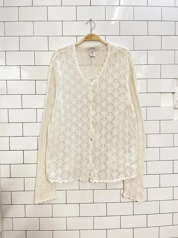 vintage 00s NR crochet knit cardigan top sold by Good Market Thrift Store