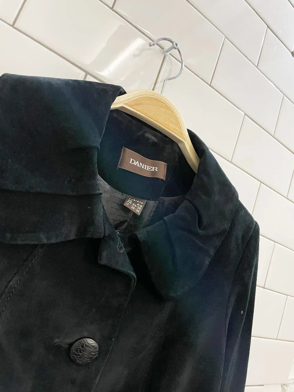 vintage 00s danier peplum hem suede jacket sold by Good Market Thrift Store product image thumbnail 3