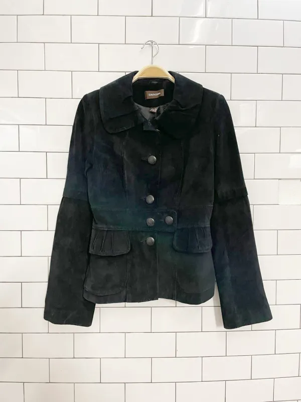 vintage 00s danier peplum hem suede jacket sold by Good Market Thrift Store