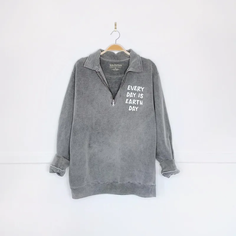 vintage 00s non-fiction x earth activist 1/4 zip cottage sweatshirt sold by Good Market Thrift Store