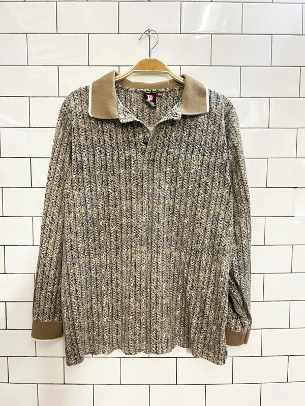 vintage 90s wilson graphic cotton long sleeve polo shirt sold by Good Market Thrift Store