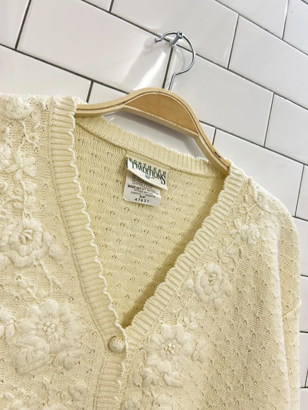 vintage 00s northern traditions floral embroidered knit cardigan sold by Good Market Thrift Store product image thumbnail 2