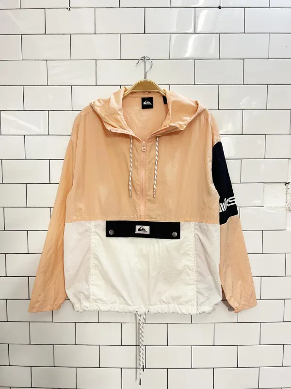quicksilver oversized 1/2 zip snap pocket windbreaker sold by Good Market Thrift Store
