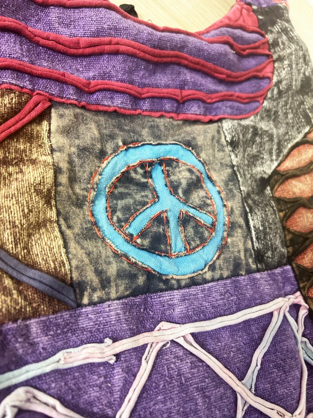 vintage ark boho patchwork peace sling bag sold by Good Market Thrift Store product image thumbnail 3