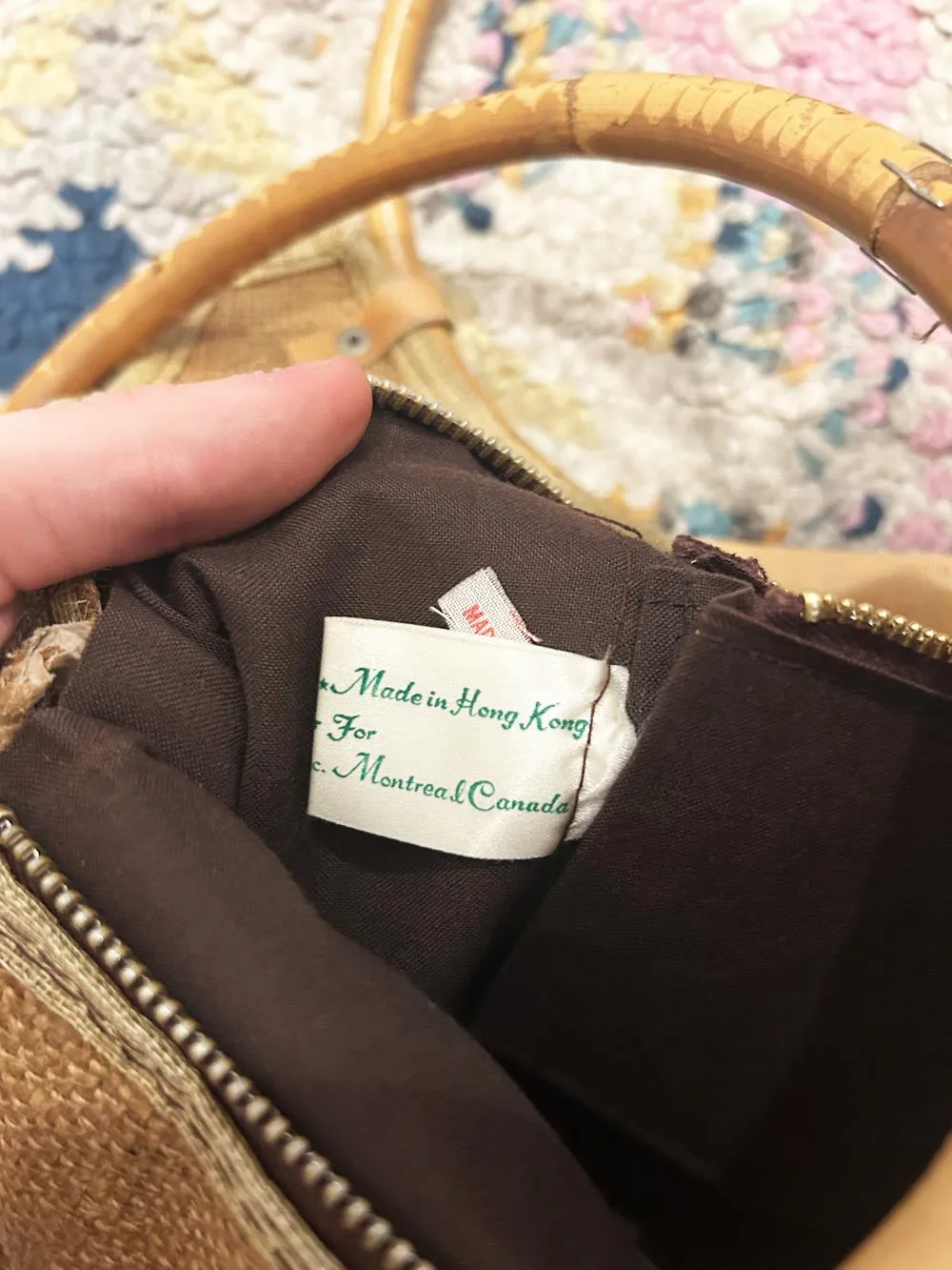 vintage 70s burlap floral handbag sold by Good Market Thrift Store product image thumbnail 5