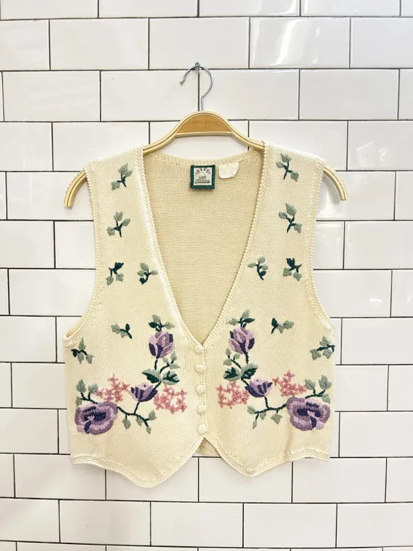vintage 90s footlocker floral knit vest sold by Good Market Thrift Store