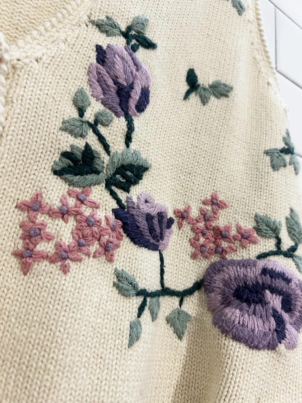 vintage 90s footlocker floral knit vest sold by Good Market Thrift Store product image thumbnail 2