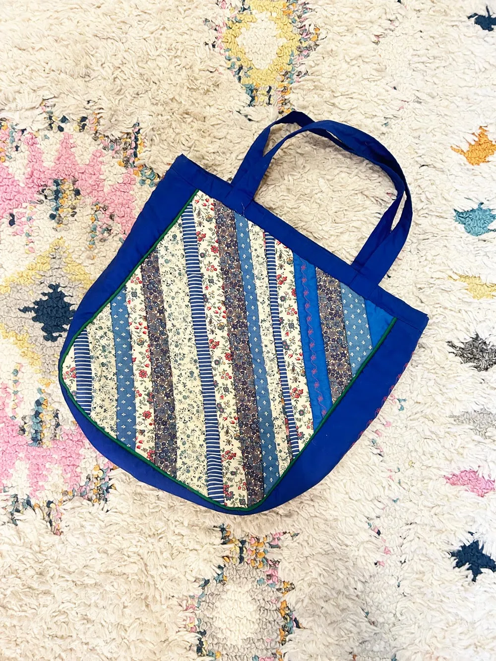 vintage handmade quilt floral tote bag sold by Good Market Thrift Store