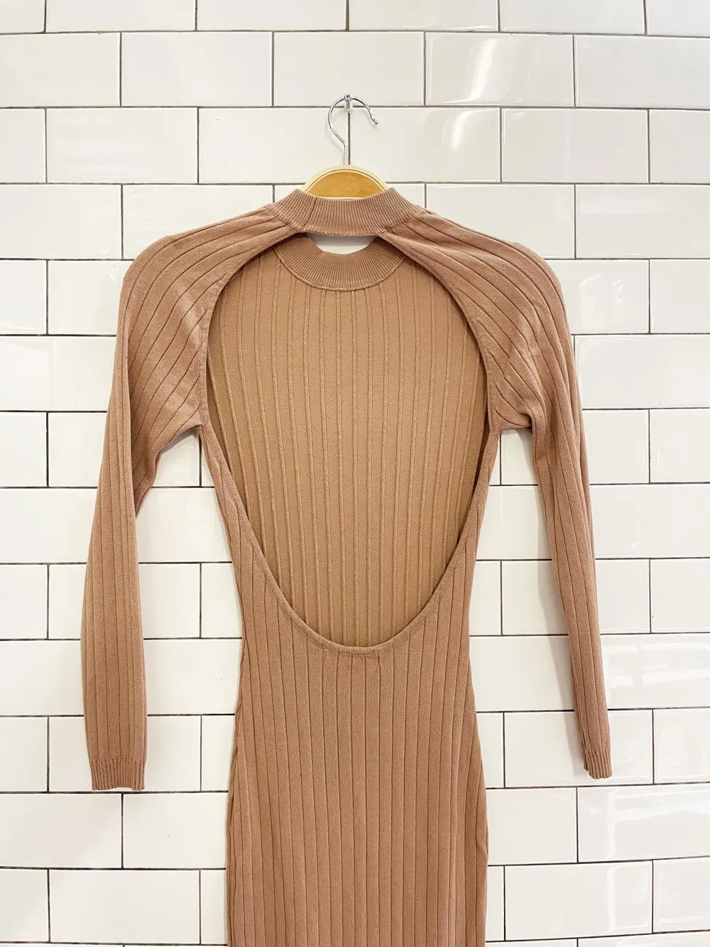 naked wardrobe open back knit long sleeve dress sold by Good Market Thrift Store product image thumbnail 2