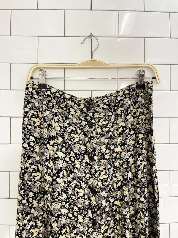 vintage 90s floral button midi skirt sold by Good Market Thrift Store