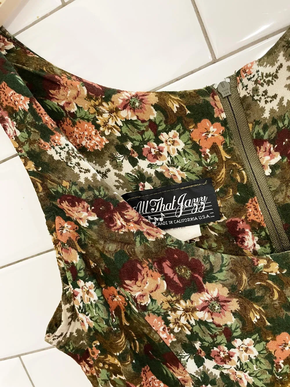 vintage 90s all that jazz floral wide leg jumpsuit | made in USA sold by Good Market Thrift Store product image thumbnail 5