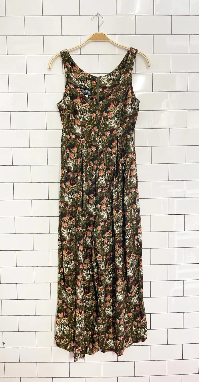 vintage 90s all that jazz floral wide leg jumpsuit | made in USA sold by Good Market Thrift Store product image thumbnail 2