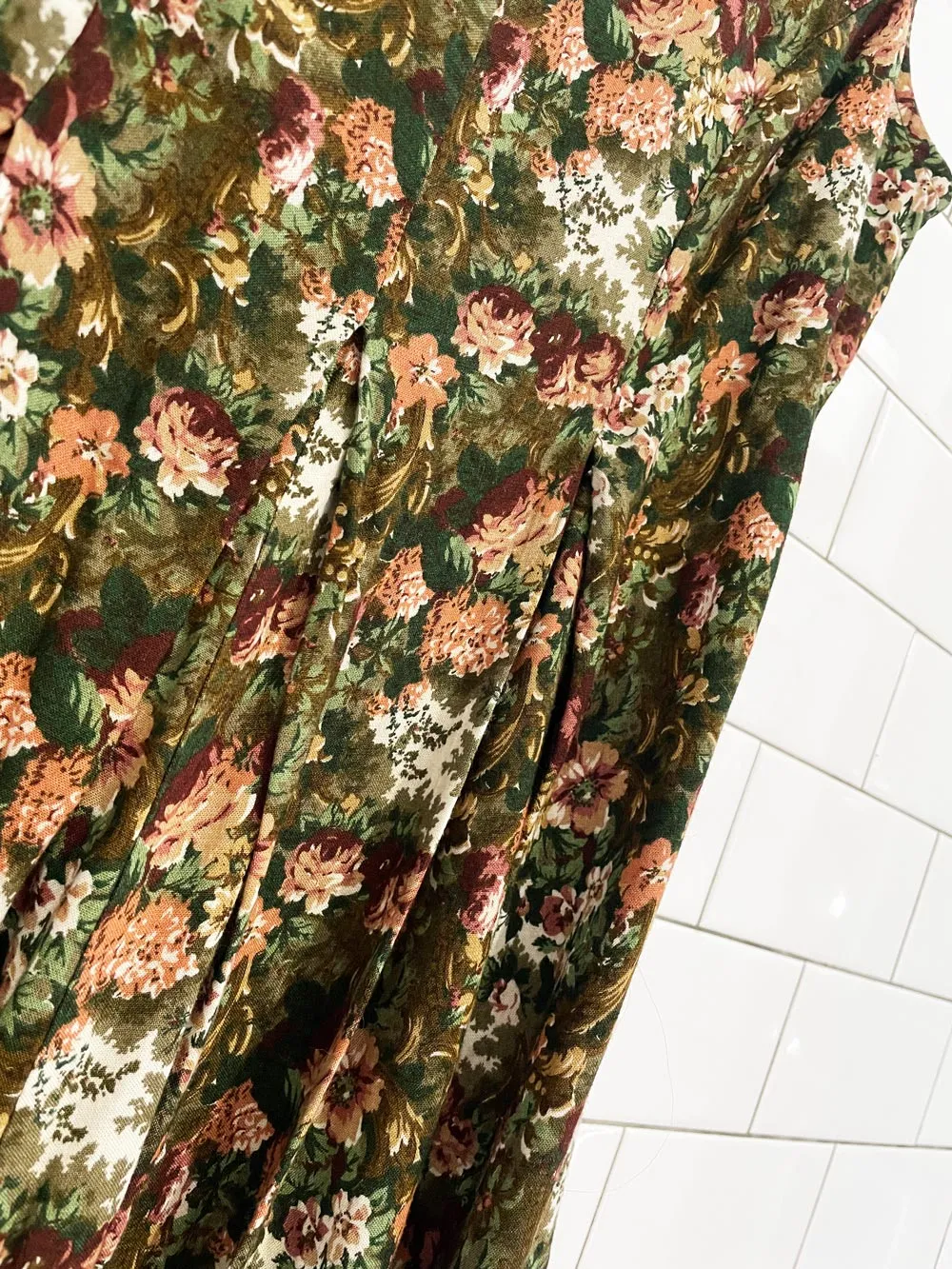 vintage 90s all that jazz floral wide leg jumpsuit | made in USA sold by Good Market Thrift Store product image thumbnail 3