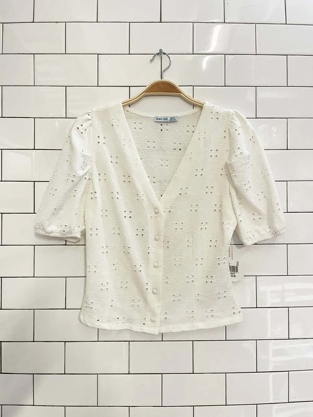 nwt venice love eyelet short sleeve blouse sold by Good Market Thrift Store