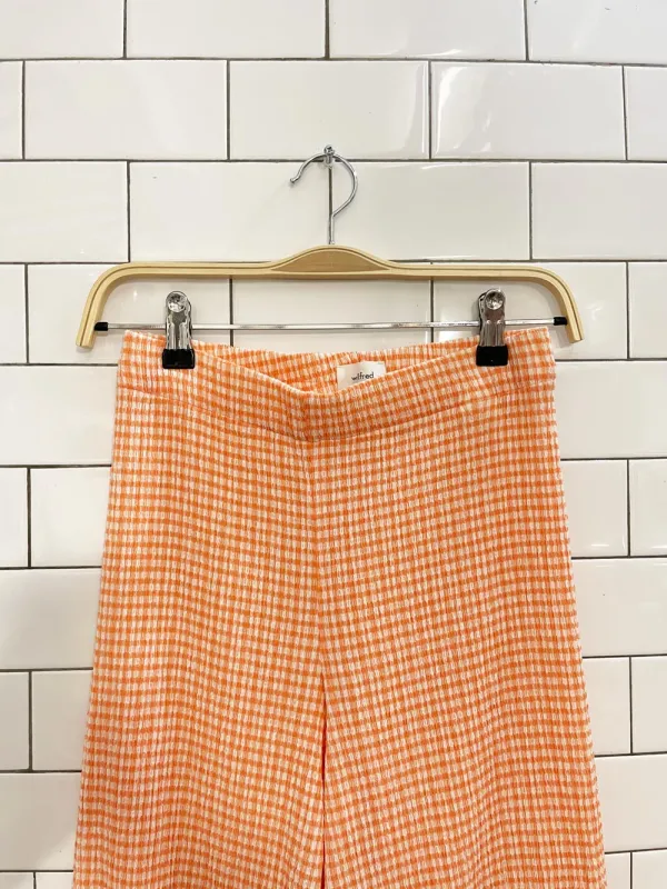 wilfred verona textured ginham plaid wide leg pant sold by Good Market Thrift Store