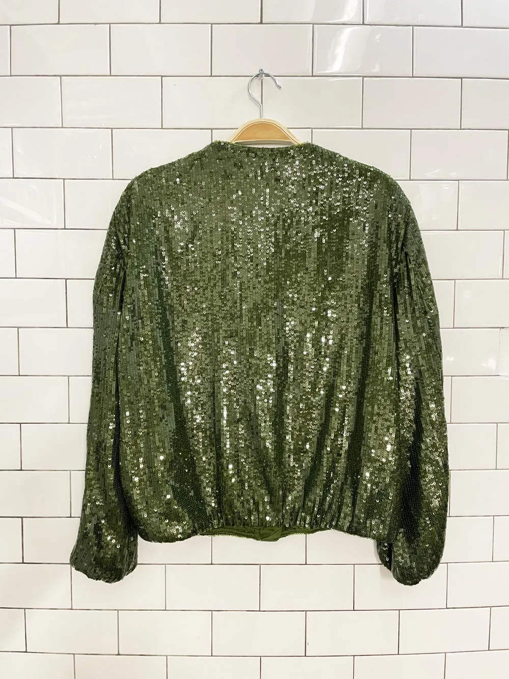 zara sequin zip bomber jacket sold by Good Market Thrift Store product image thumbnail 3