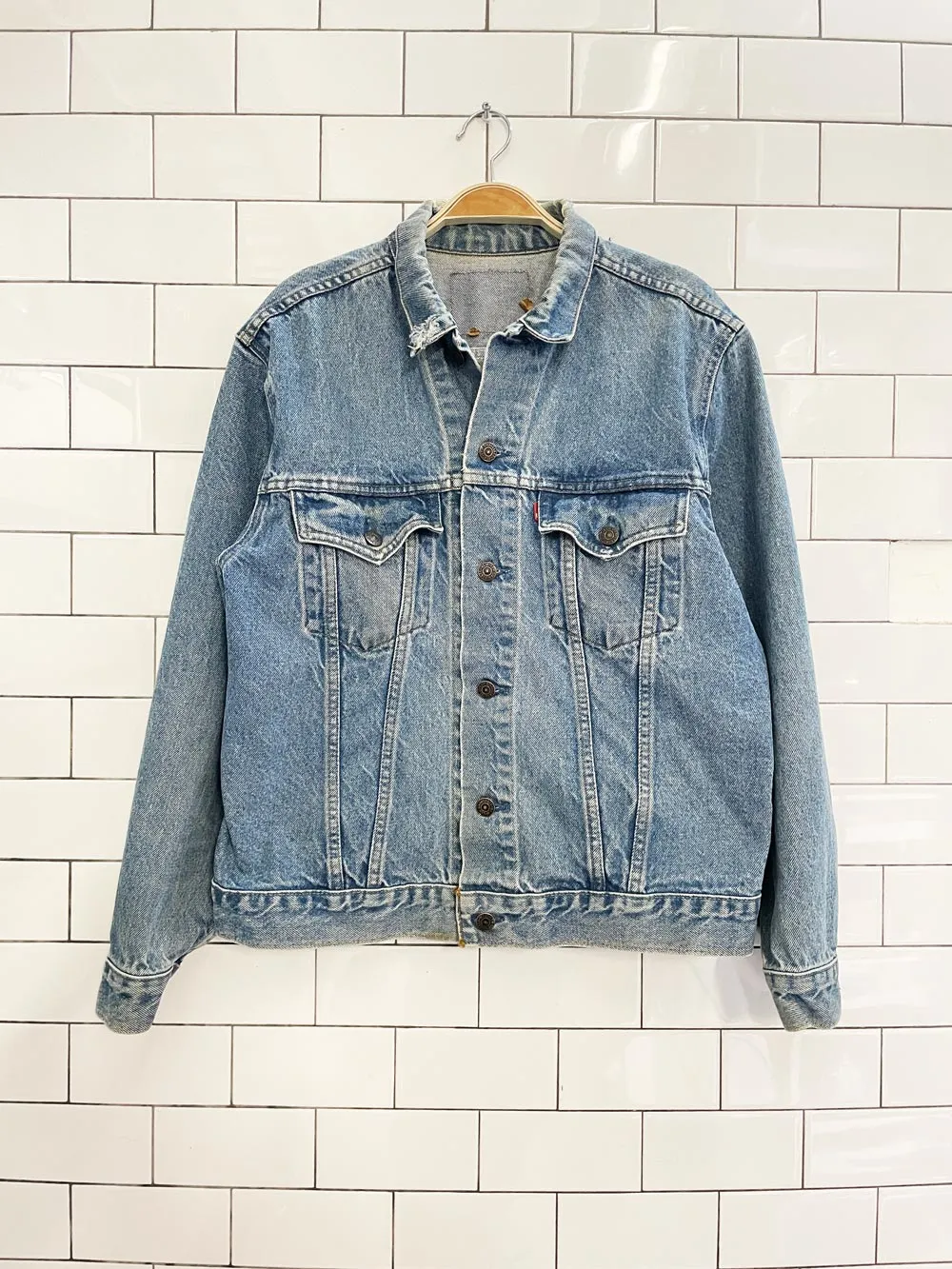 vintage 80s levi's denim trucker jacket sold by Good Market Thrift Store