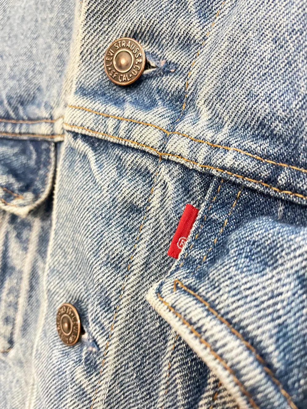 vintage 80s levi's denim trucker jacket sold by Good Market Thrift Store product image thumbnail 3