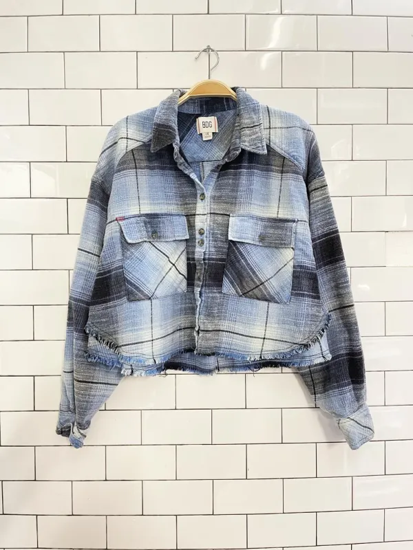 UO bdg joey cropped boxy flannel shirt sold by Good Market Thrift Store