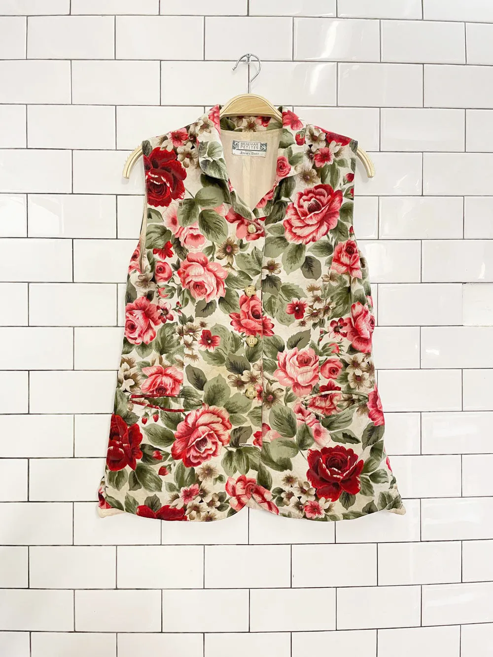 vintage 90s braemar floral linen vest top sold by Good Market Thrift Store