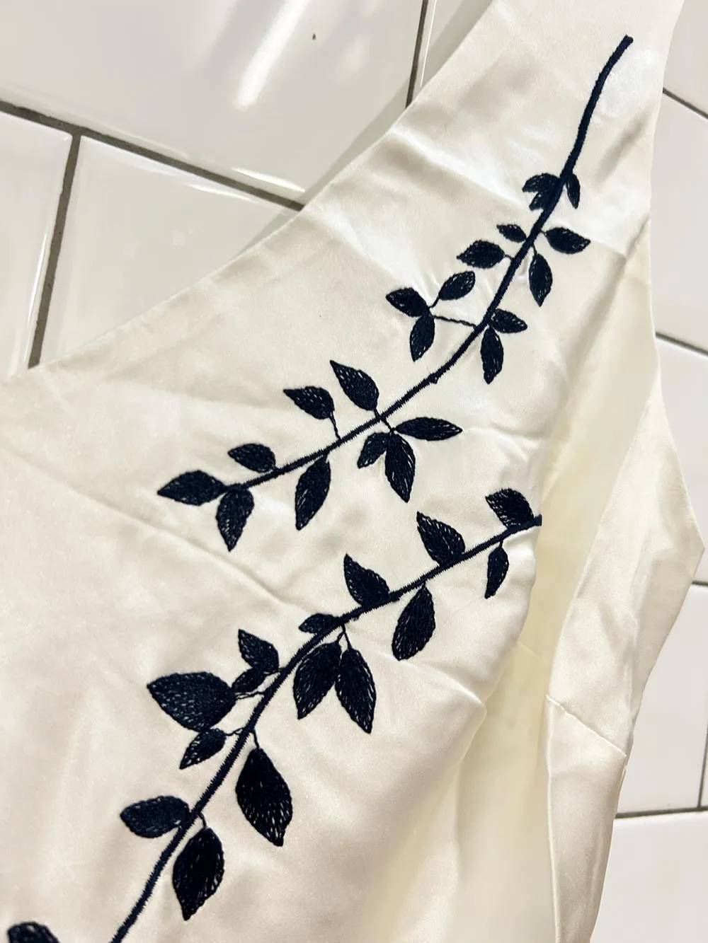 vintage silk & satin embroidered silk maxi slip dress sold by Good Market Thrift Store product image thumbnail 2