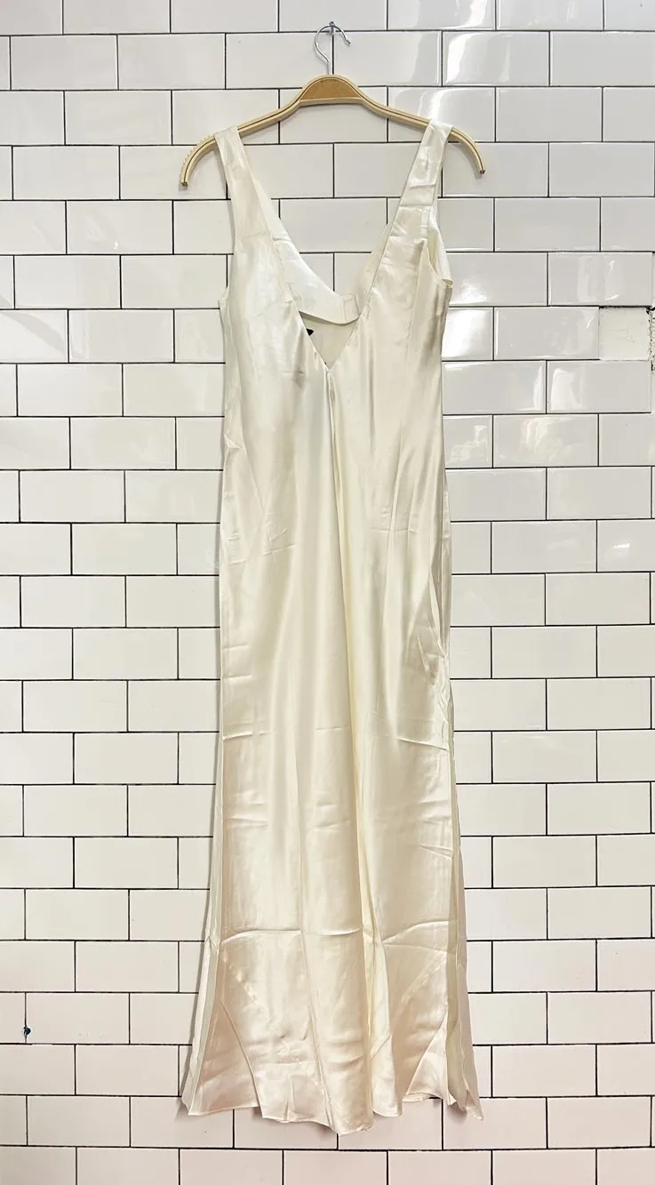 vintage silk & satin embroidered silk maxi slip dress sold by Good Market Thrift Store product image thumbnail 5