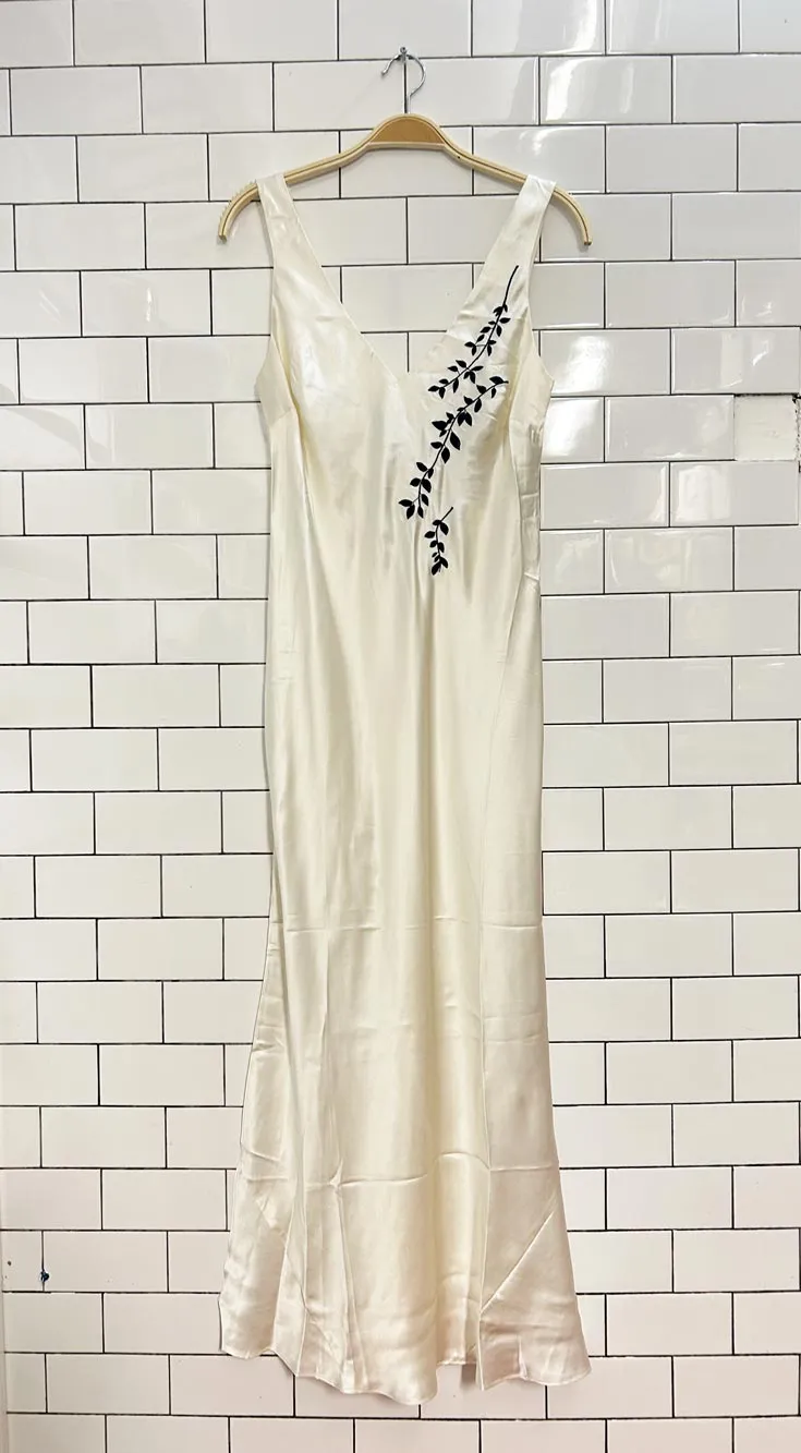vintage silk & satin embroidered silk maxi slip dress sold by Good Market Thrift Store product image thumbnail 3