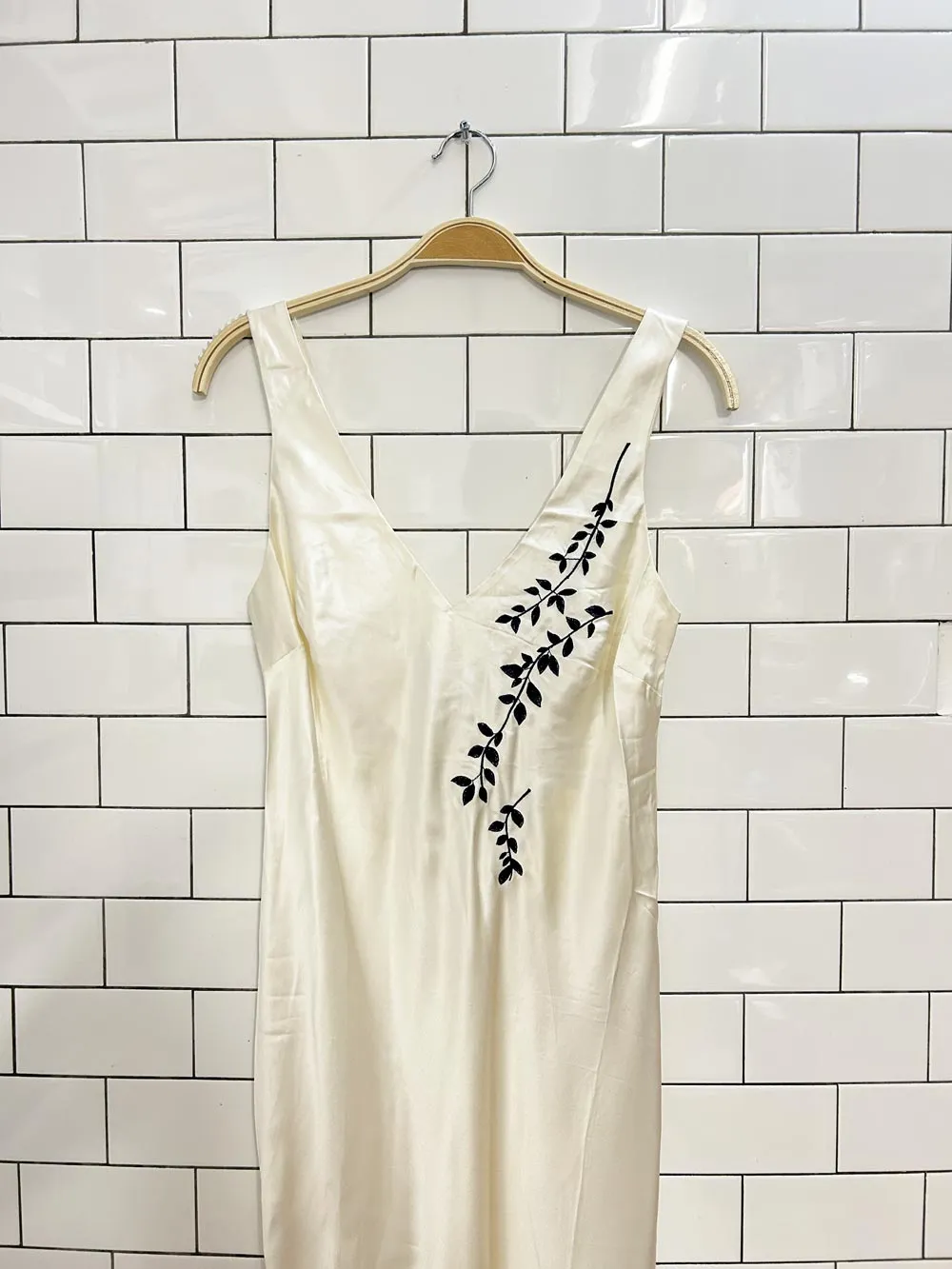 vintage silk & satin embroidered silk maxi slip dress sold by Good Market Thrift Store