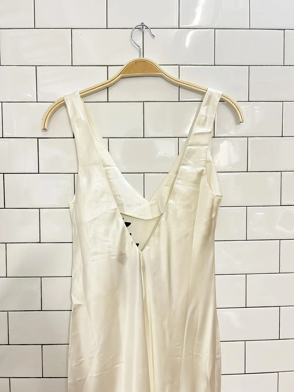vintage silk & satin embroidered silk maxi slip dress sold by Good Market Thrift Store product image thumbnail 4
