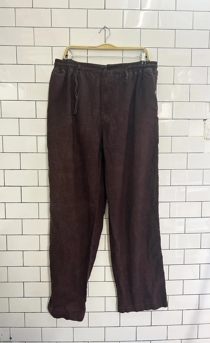 vintage linen wide leg pants sold by Good Market Thrift Store product image thumbnail 3