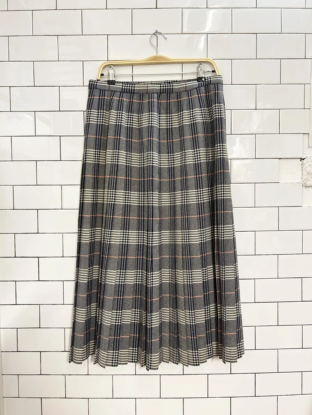 vintage 80s ajean wool plaid kilt midi skirt sold by Good Market Thrift Store product image thumbnail 4