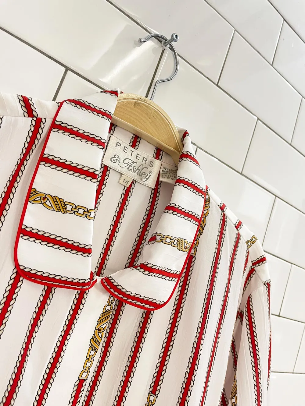 vintage 80s peters & ashley chain link blouse sold by Good Market Thrift Store product image thumbnail 2