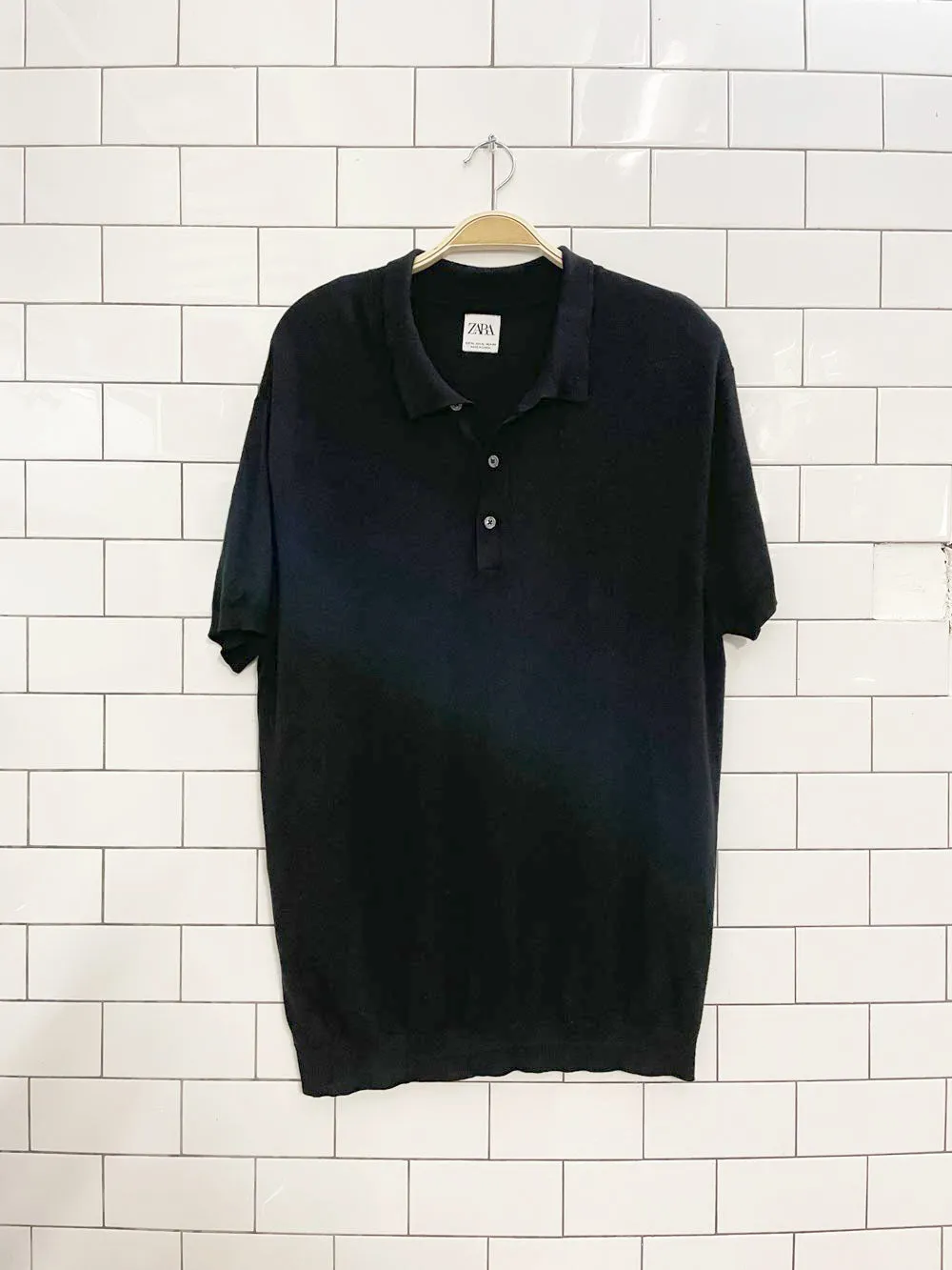 zara light knit polo shirt sold by Good Market Thrift Store