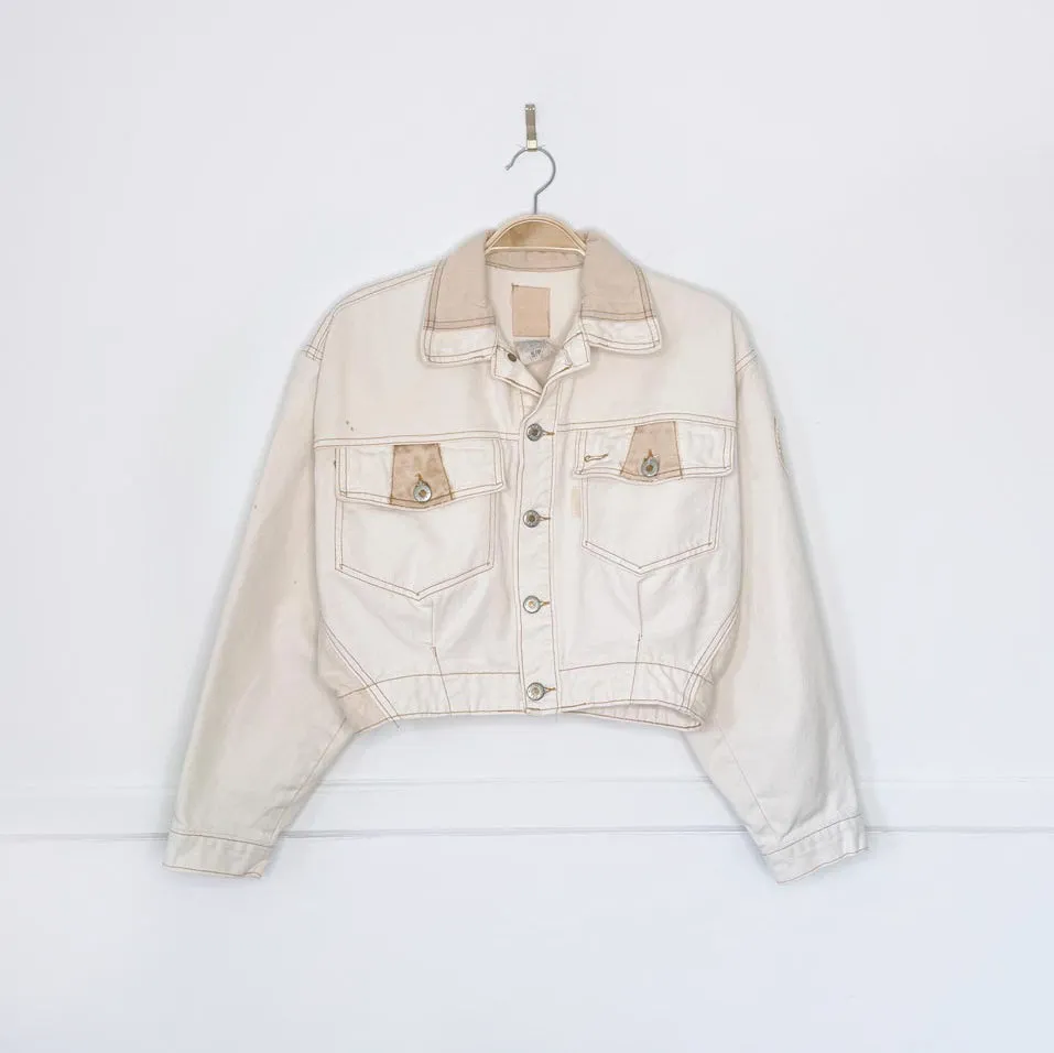 vintage 90s hollywood crop denim jacket sold by Good Market Thrift Store