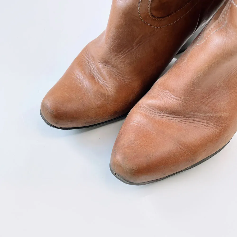 vintage spring slouchy heeled leather western boot sold by Good Market Thrift Store product image thumbnail 2